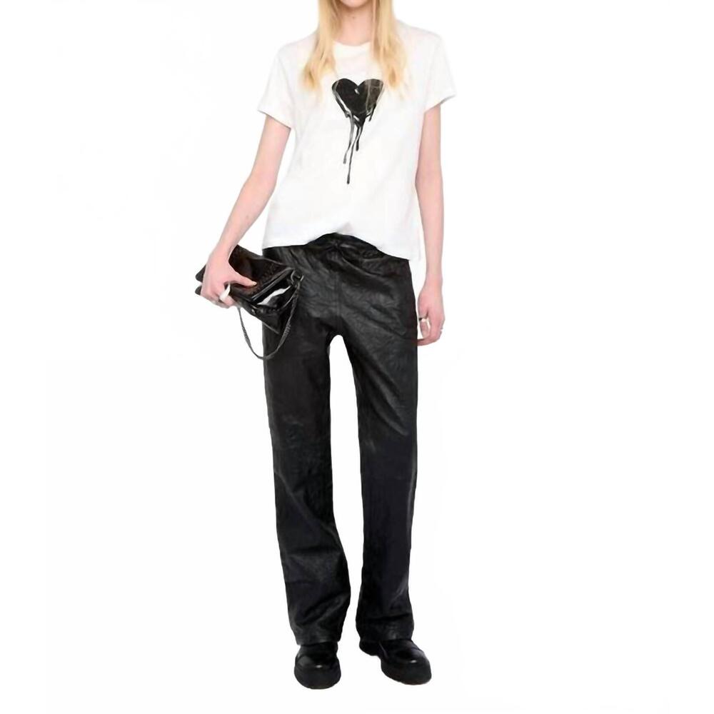 NEW ZADIG & VOLTAIRE walk flowing heart t shirt in white